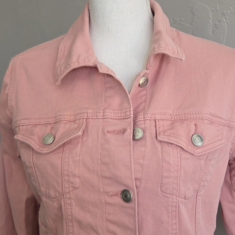 Pink Denim Jacket TIME and TRUE S - Picture 2 of 11